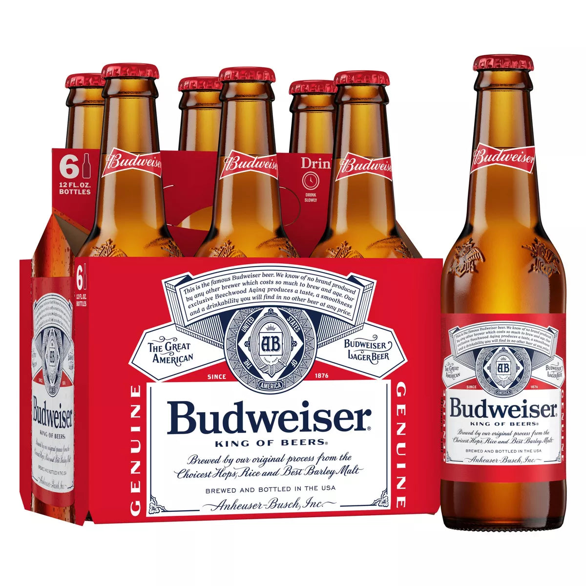 Budweiser Lager Beer - 6pk/12 fl oz Bottles - SF Tequila Shop