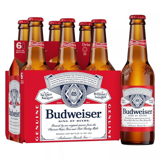 Budweiser Lager Beer - 6pk/12 fl oz Bottles - SF Tequila Shop