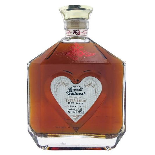 Riqueza Cultural Extra Anejo Heart Glass Bottle 750ML - SF Tequila Shop